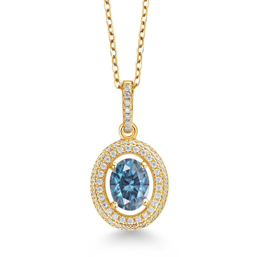 Persian Blue Moissanite - April_Yellow Gold Plated Silver_Pendant in Yellow Gold Plated Silver
