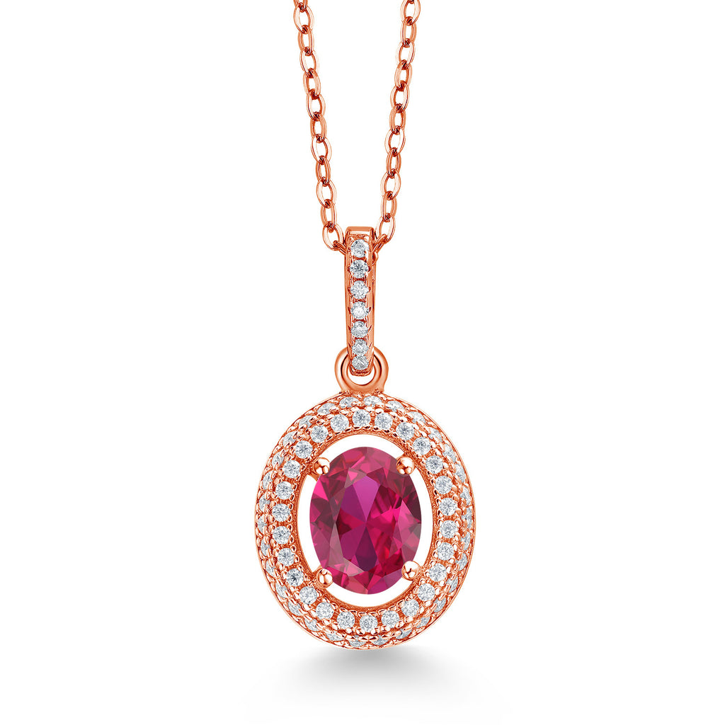 Created Ruby - July_Rose Gold Plated Silver_Pendant in Rose Gold Plated Silver