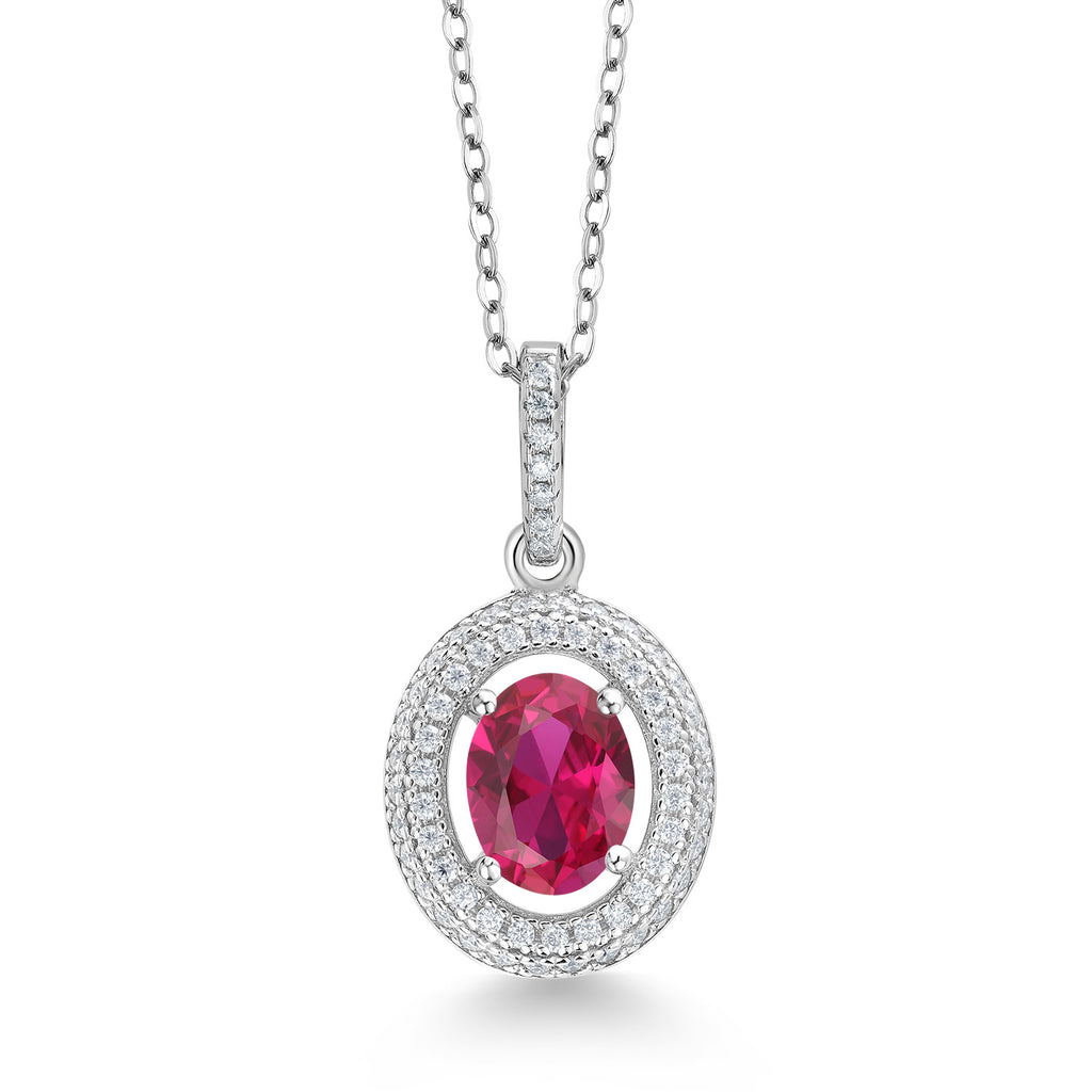 Created Ruby - July_Sterling Silver_Pendant in Sterling Silver