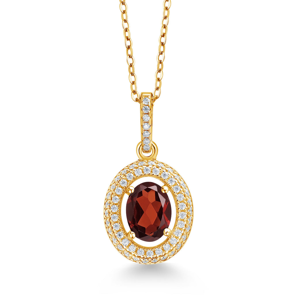 Garnet - January_Yellow Gold Plated Silver_Pendant in Yellow Gold Plated Silver