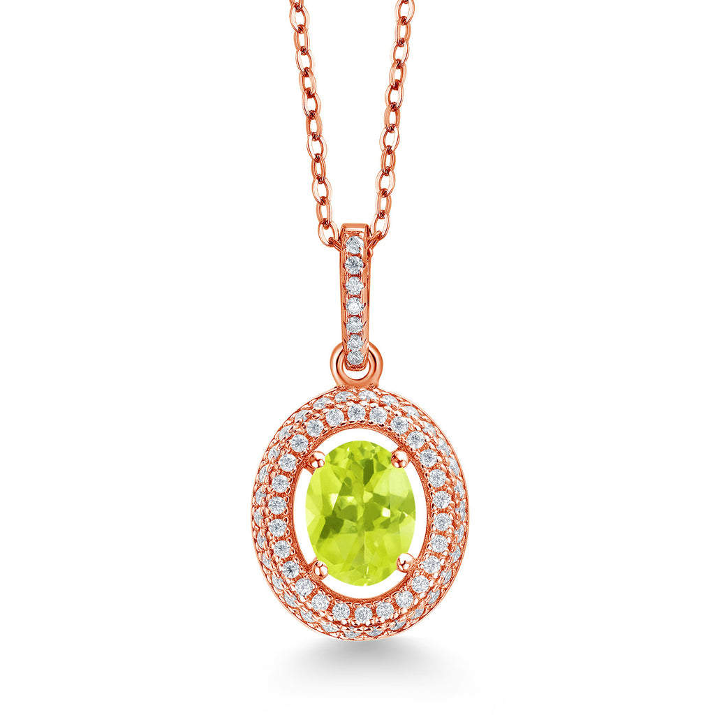 Lemon Quartz_Rose Gold Plated Silver_Pendant in Rose Gold Plated Silver