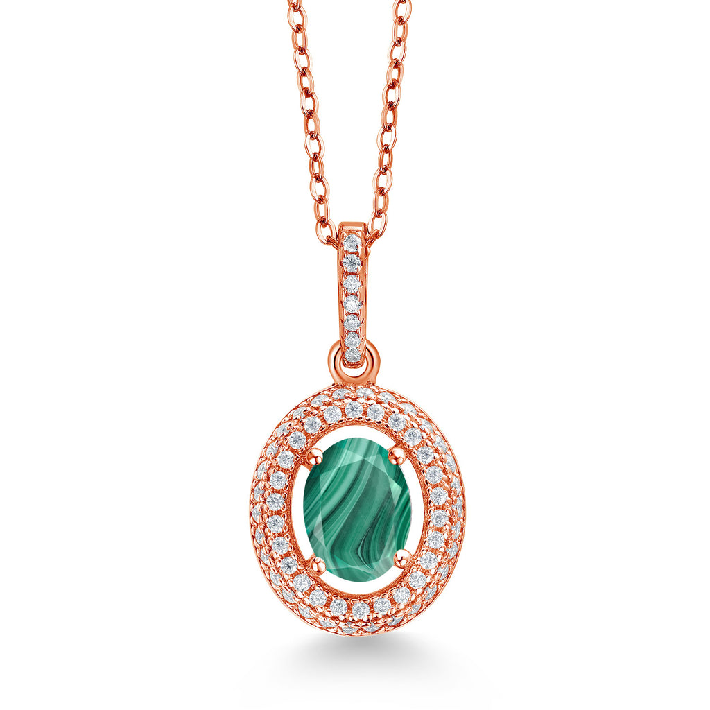 Malachite_Rose Gold Plated Silver_Pendant in Rose Gold Plated Silver