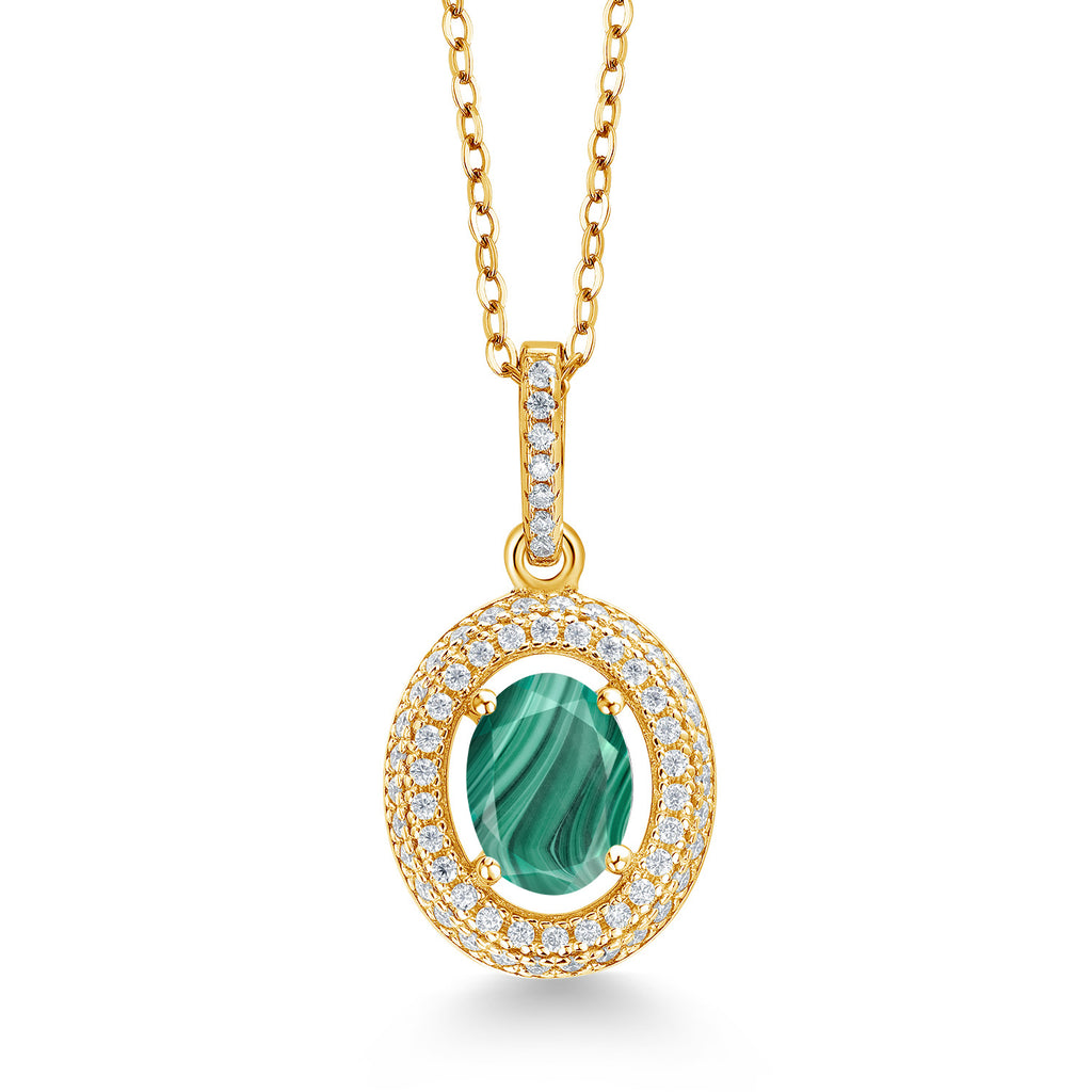 Malachite_Yellow Gold Plated Silver_Pendant in Yellow Gold Plated Silver