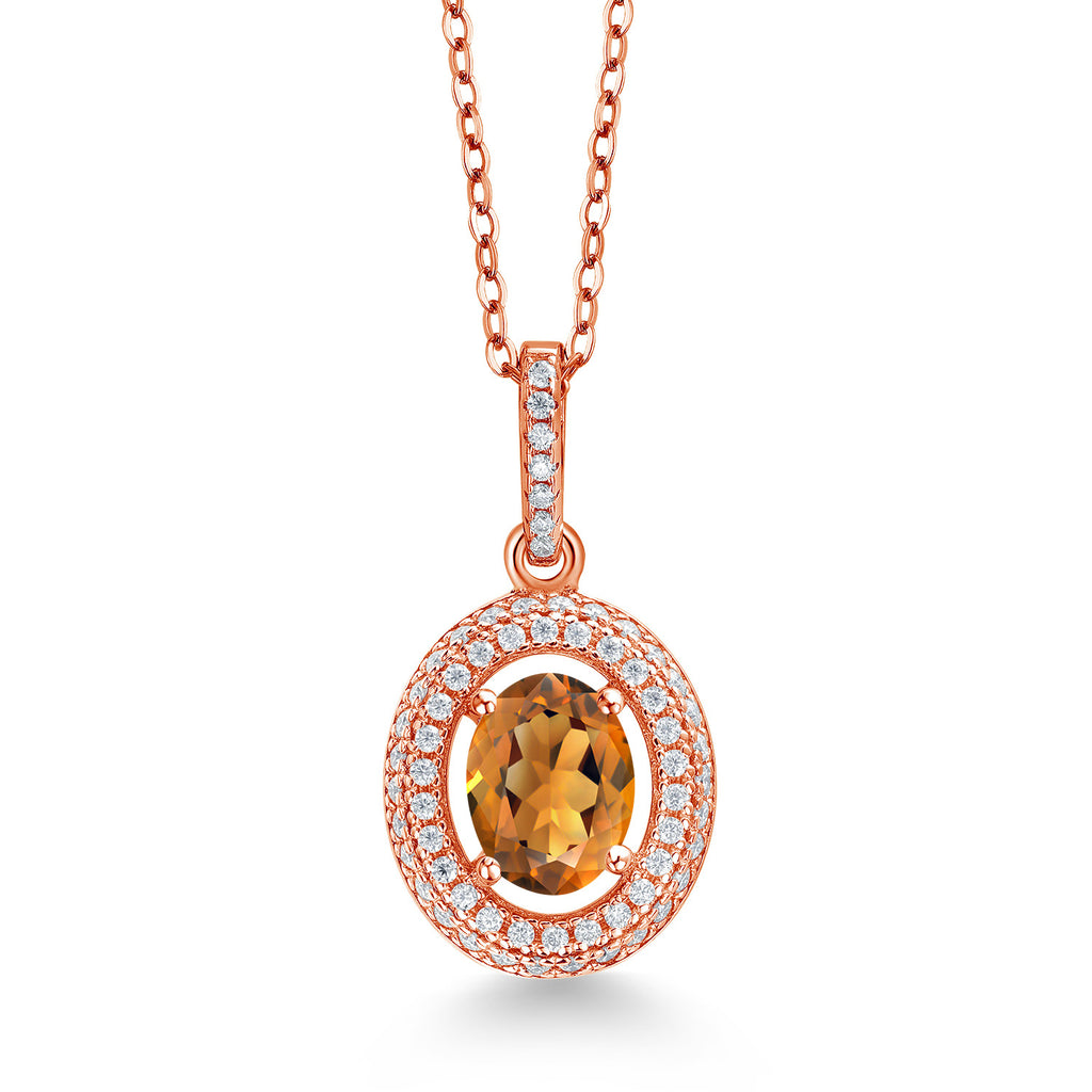 Madeira Citrine_Rose Gold Plated Silver_Pendant in Rose Gold Plated Silver