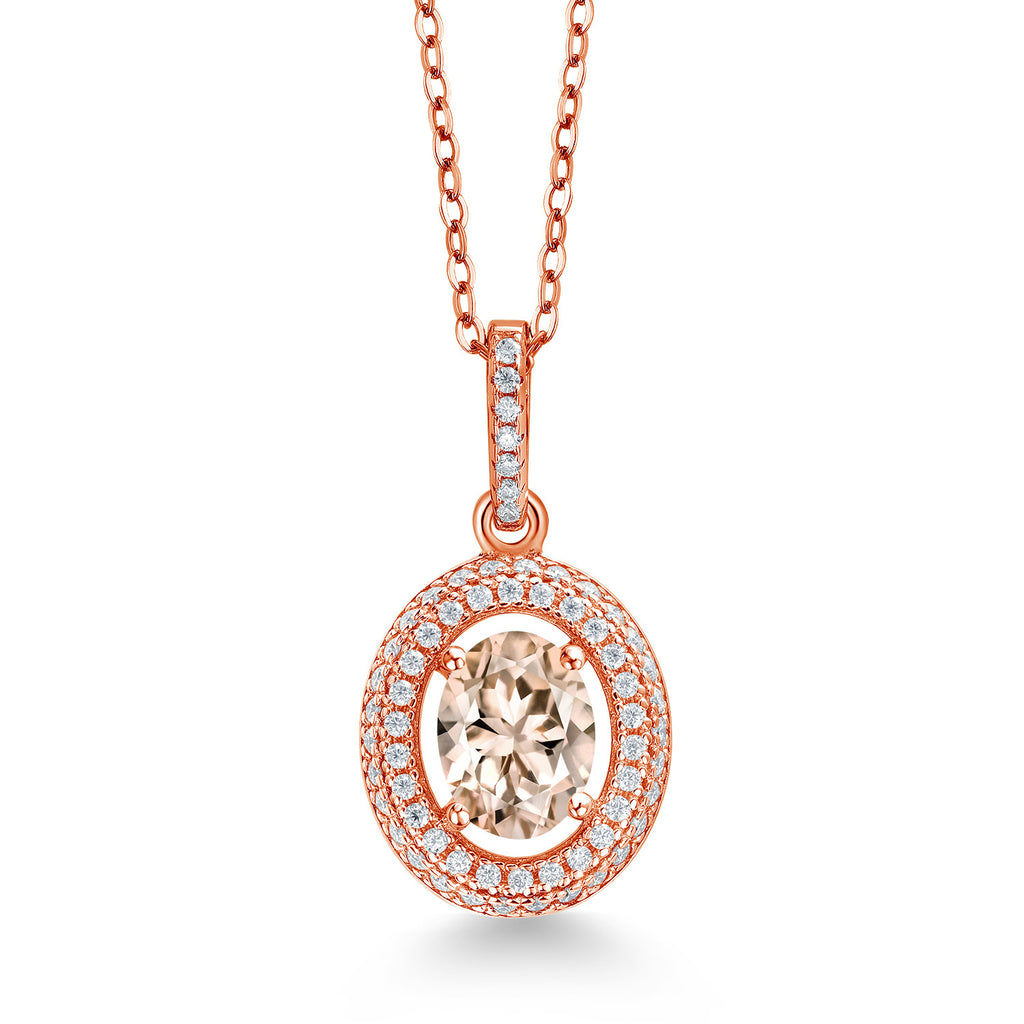 Morganite - October_Rose Gold Plated Silver_Pendant in Rose Gold Plated Silver