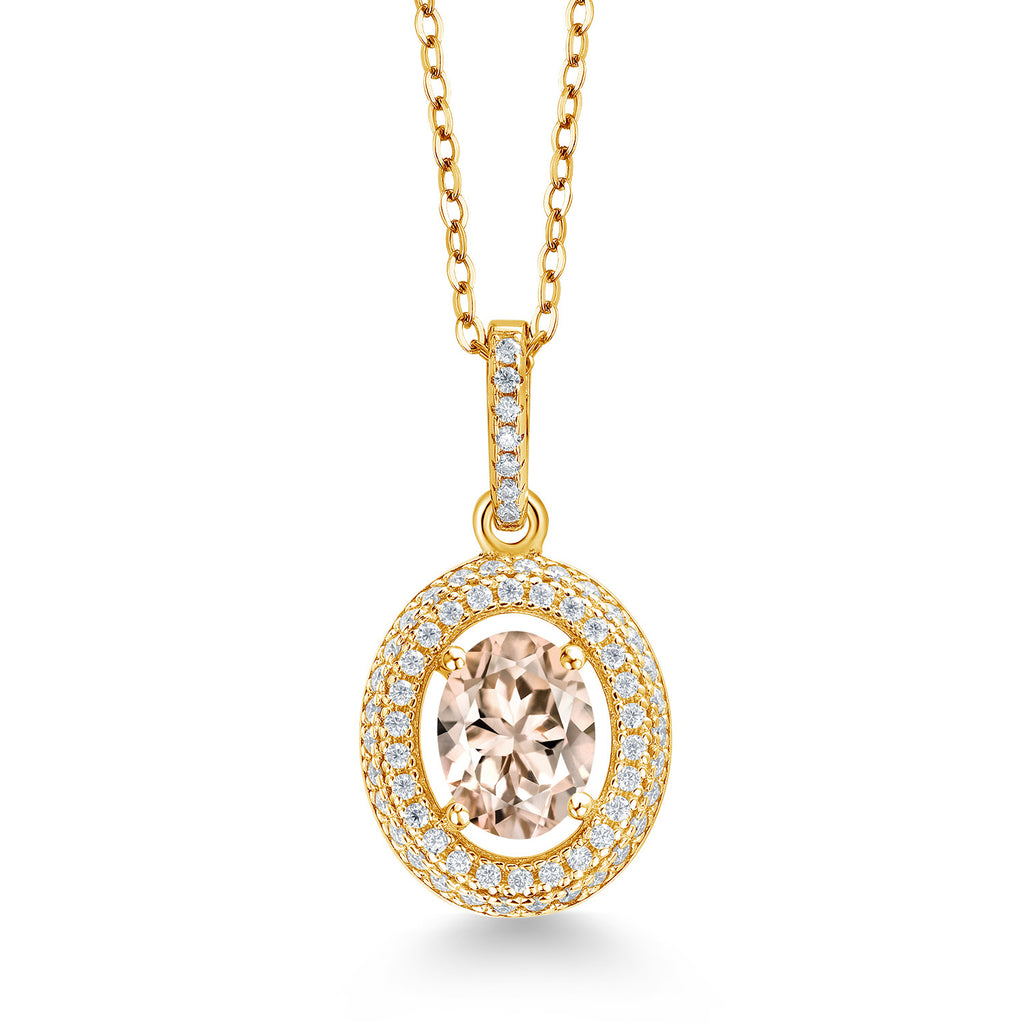 Morganite - October_Yellow Gold Plated Silver_Pendant in Yellow Gold Plated Silver