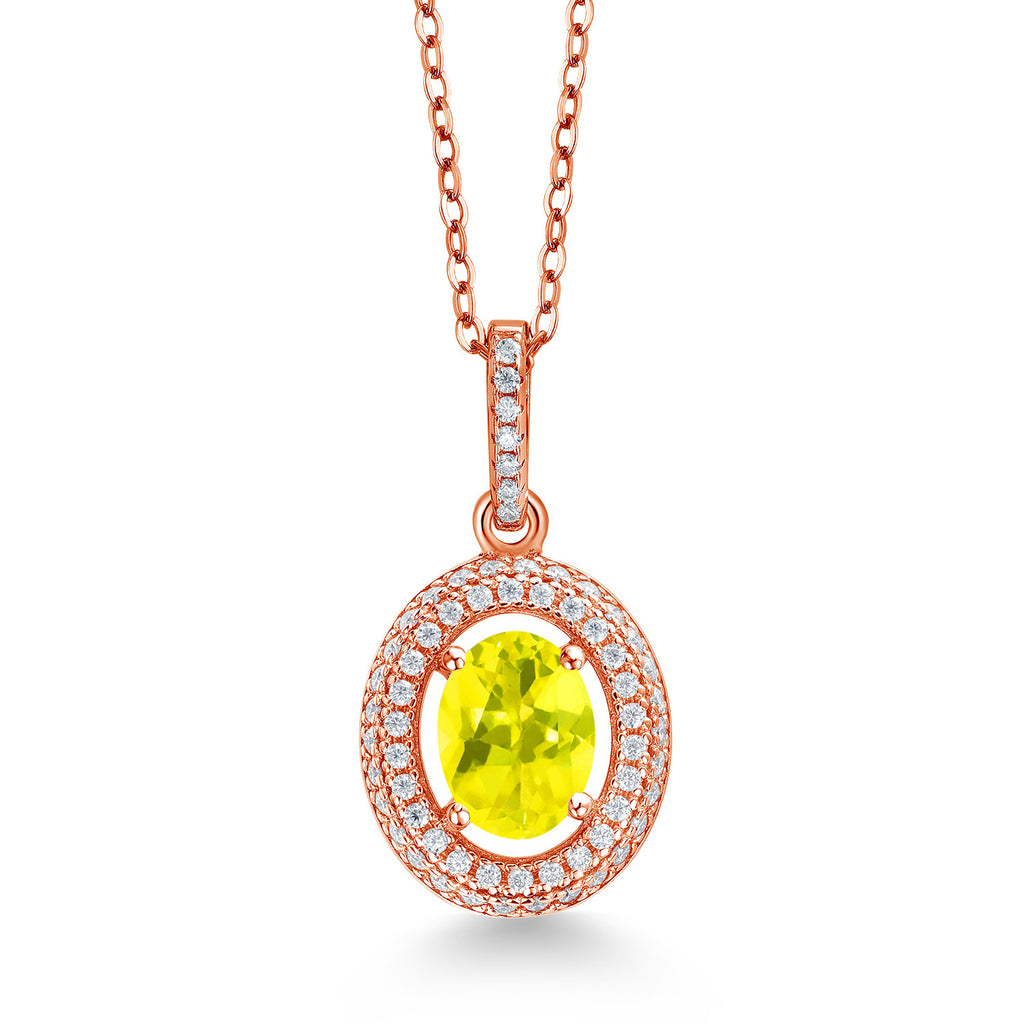 Canary Mystic Topaz_Rose Gold Plated Silver_Pendant in Rose Gold Plated Silver