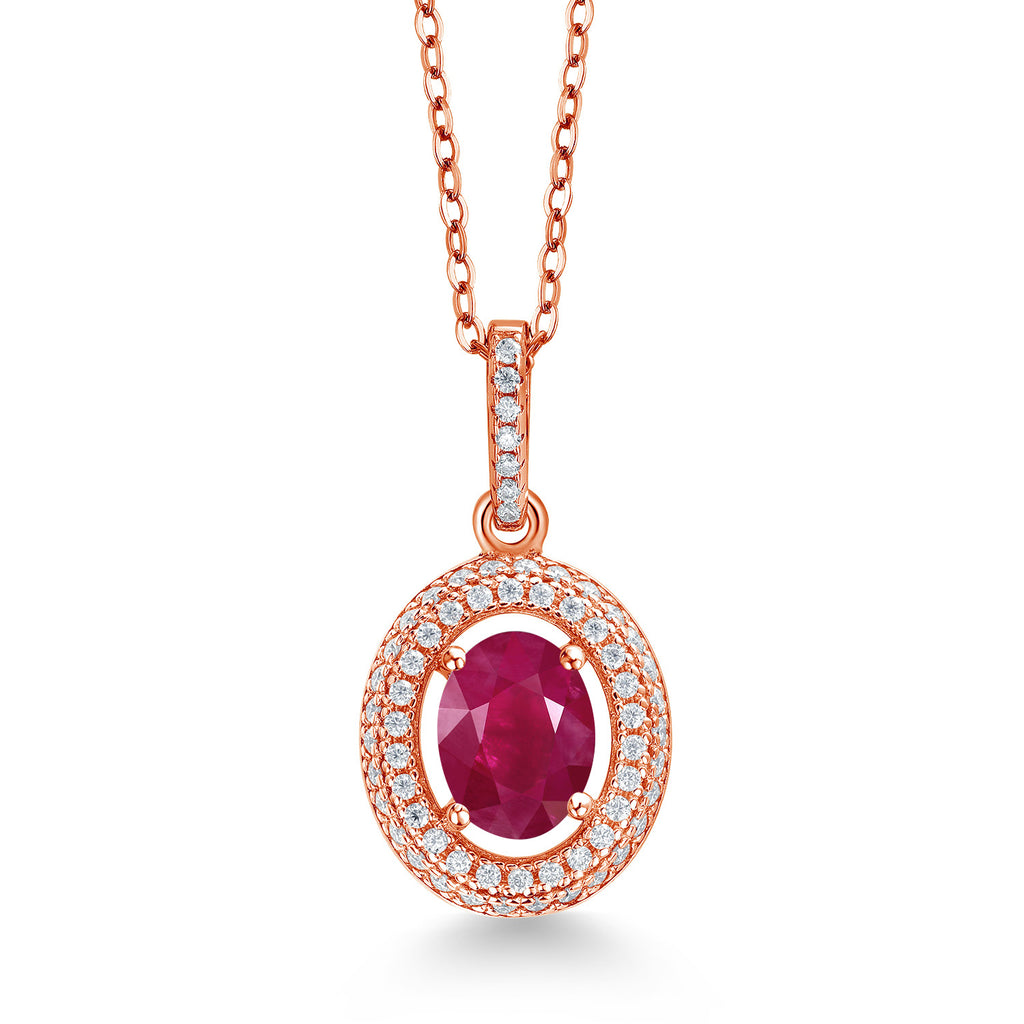 Ruby - July_Rose Gold Plated Silver_Pendant in Rose Gold Plated Silver