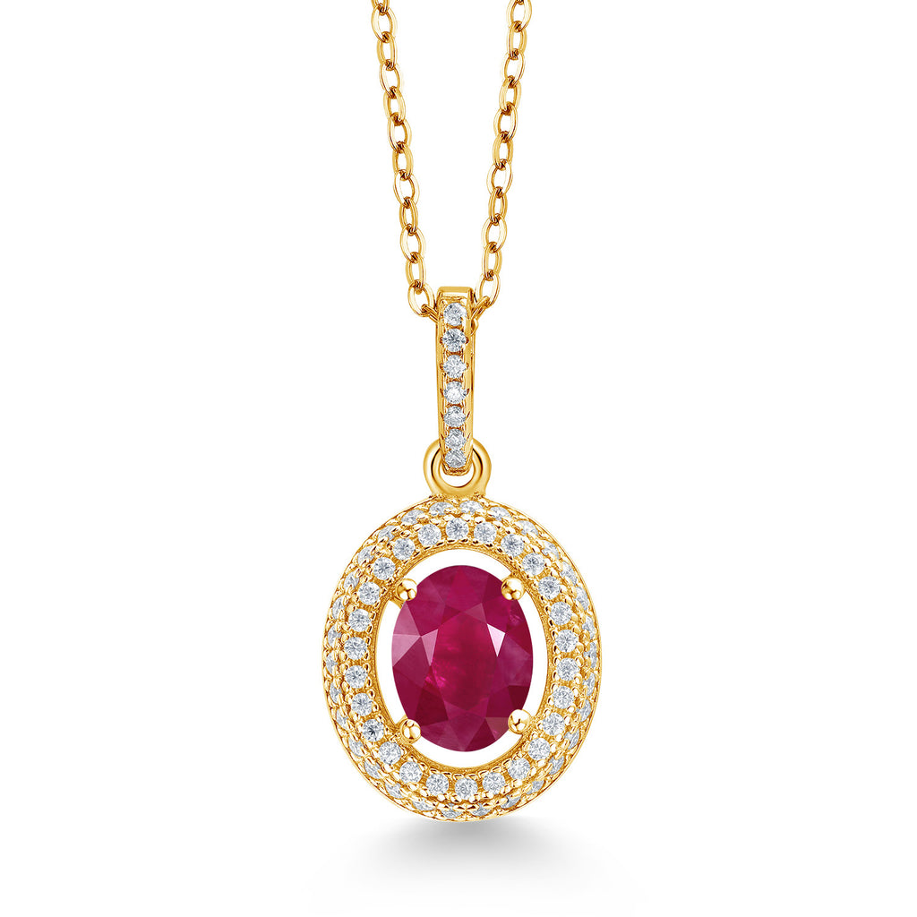 Ruby - July_Yellow Gold Plated Silver_Pendant in Yellow Gold Plated Silver