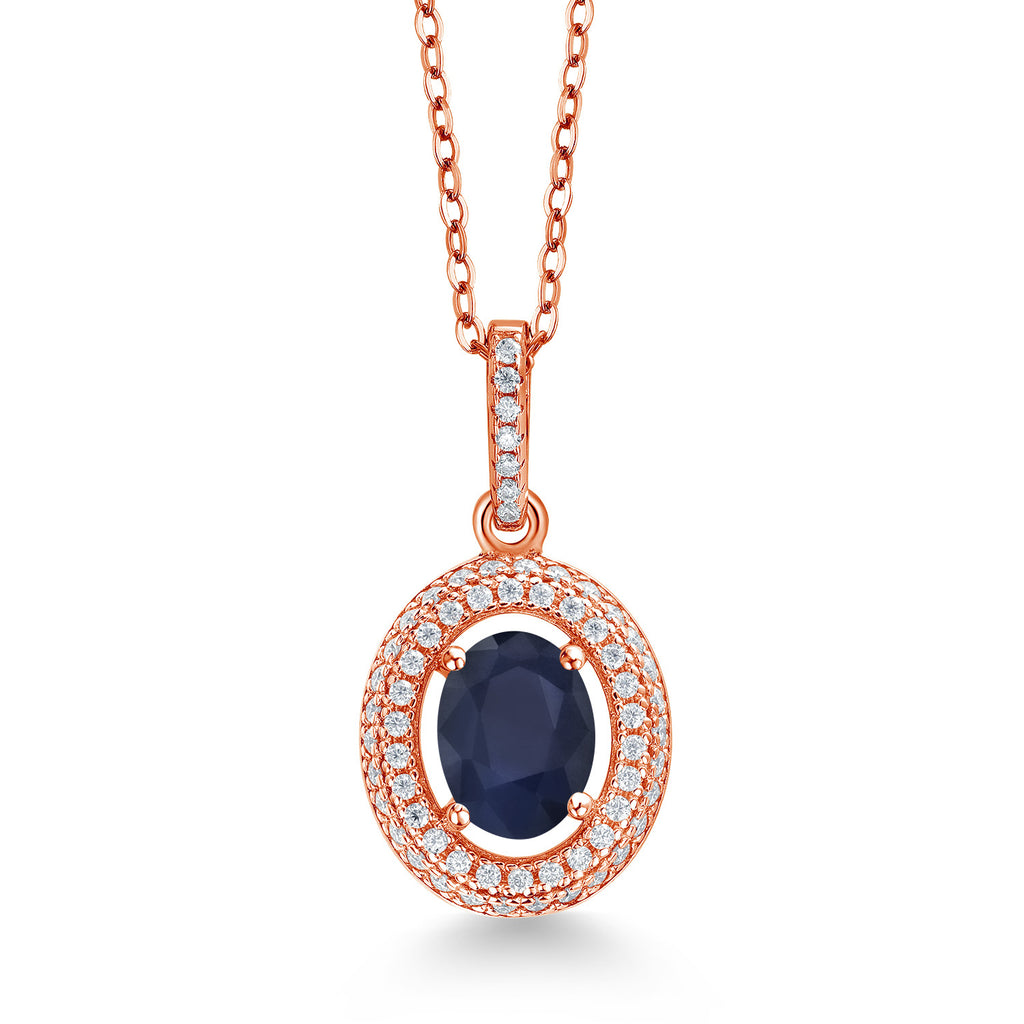 Blue Sapphire - September_Rose Gold Plated Silver_Pendant in Rose Gold Plated Silver