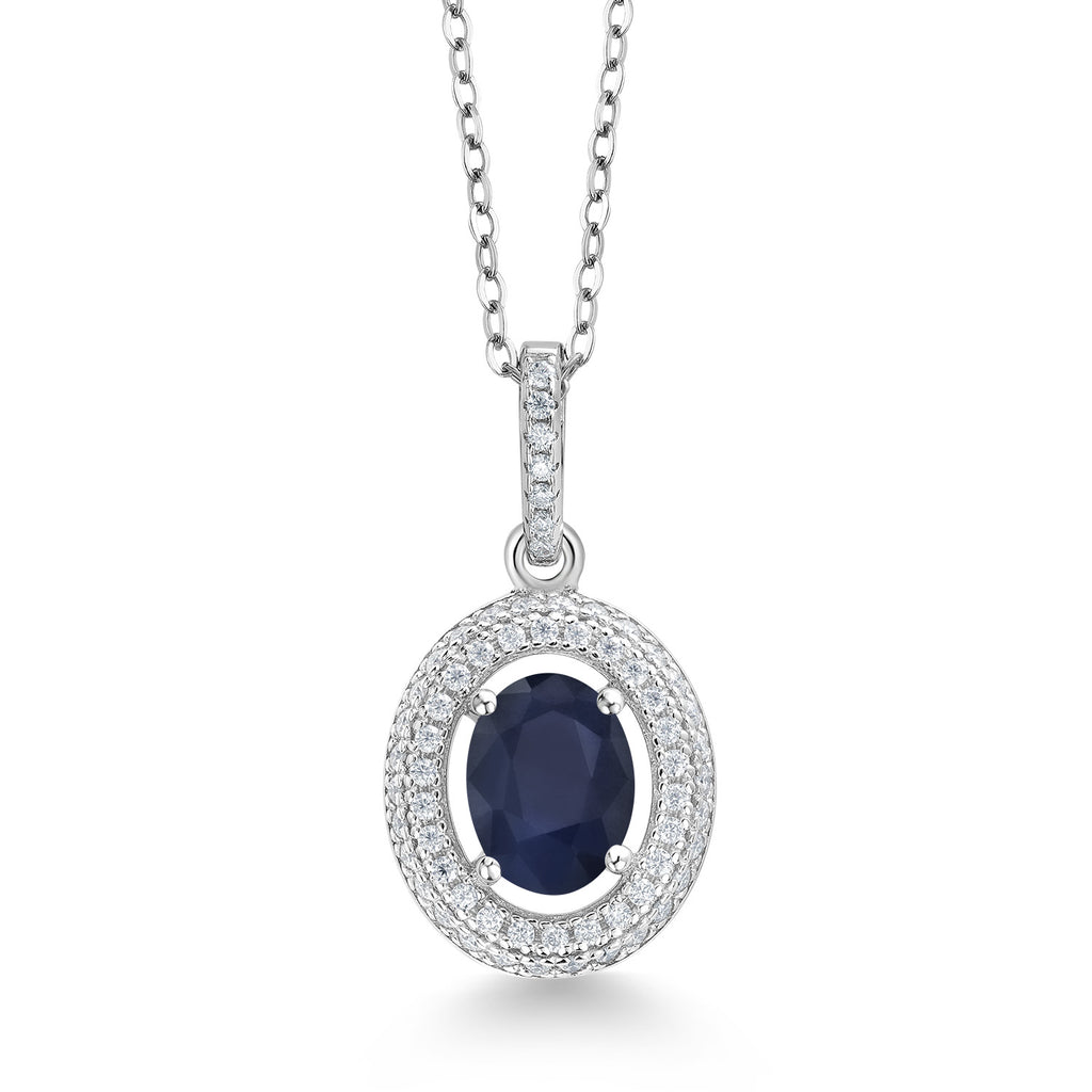Blue Sapphire - September_Sterling Silver_Pendant in Sterling Silver