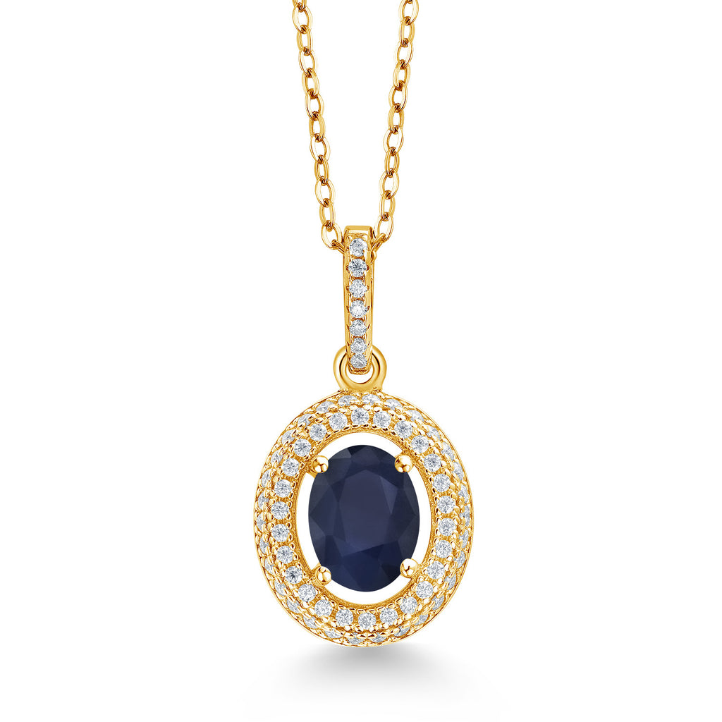 Blue Sapphire - September_Yellow Gold Plated Silver_Pendant in Yellow Gold Plated Silver
