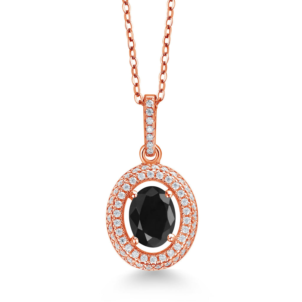 Black Sapphire - September_Rose Gold Plated Silver_Pendant in Rose Gold Plated Silver