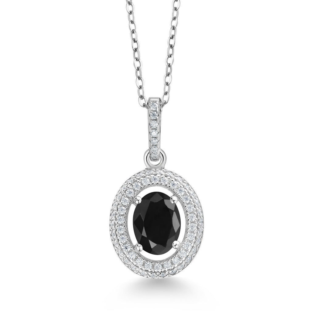 Black Sapphire - September_Sterling Silver_Pendant in Sterling Silver