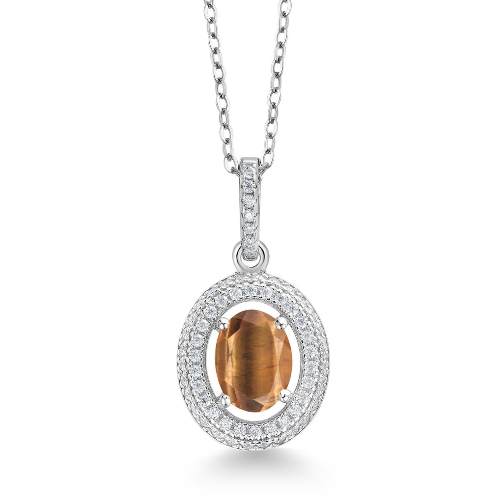 Brown Tiger Eye_Sterling Silver_Pendant in Sterling Silver