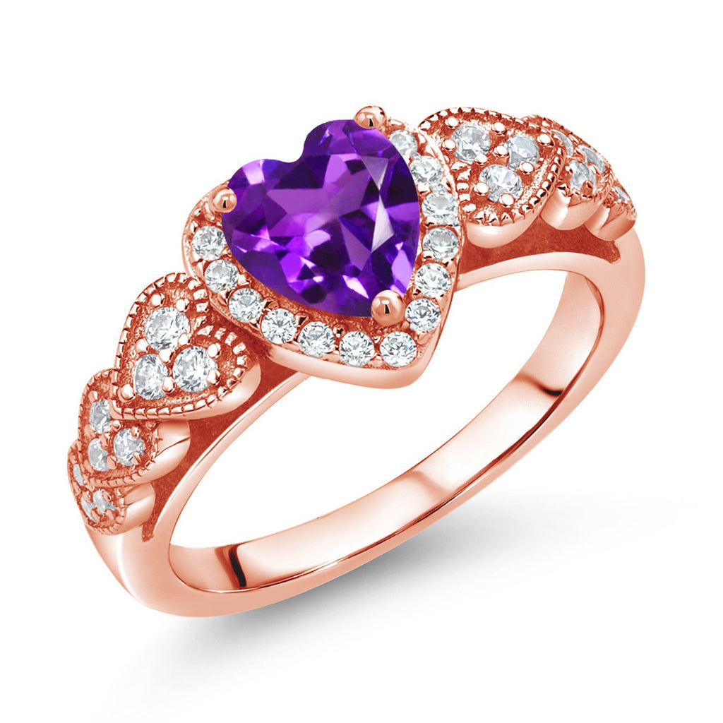 Amethyst - February_9_Ring in 925 Rose Gold Plated Silver