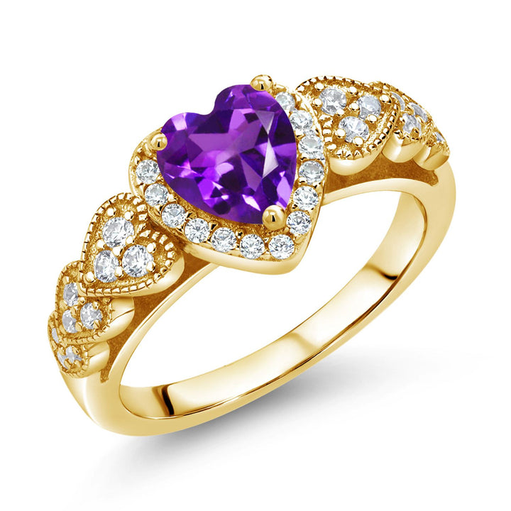 Amethyst_5_Ring in 925 Yellow Gold Plated Silver
