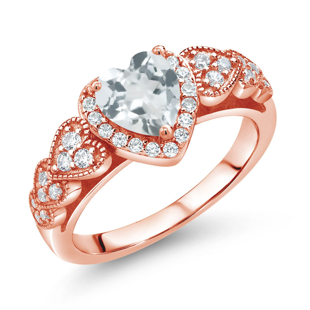 Aquamarine - March_8_Ring in 925 Rose Gold Plated Silver