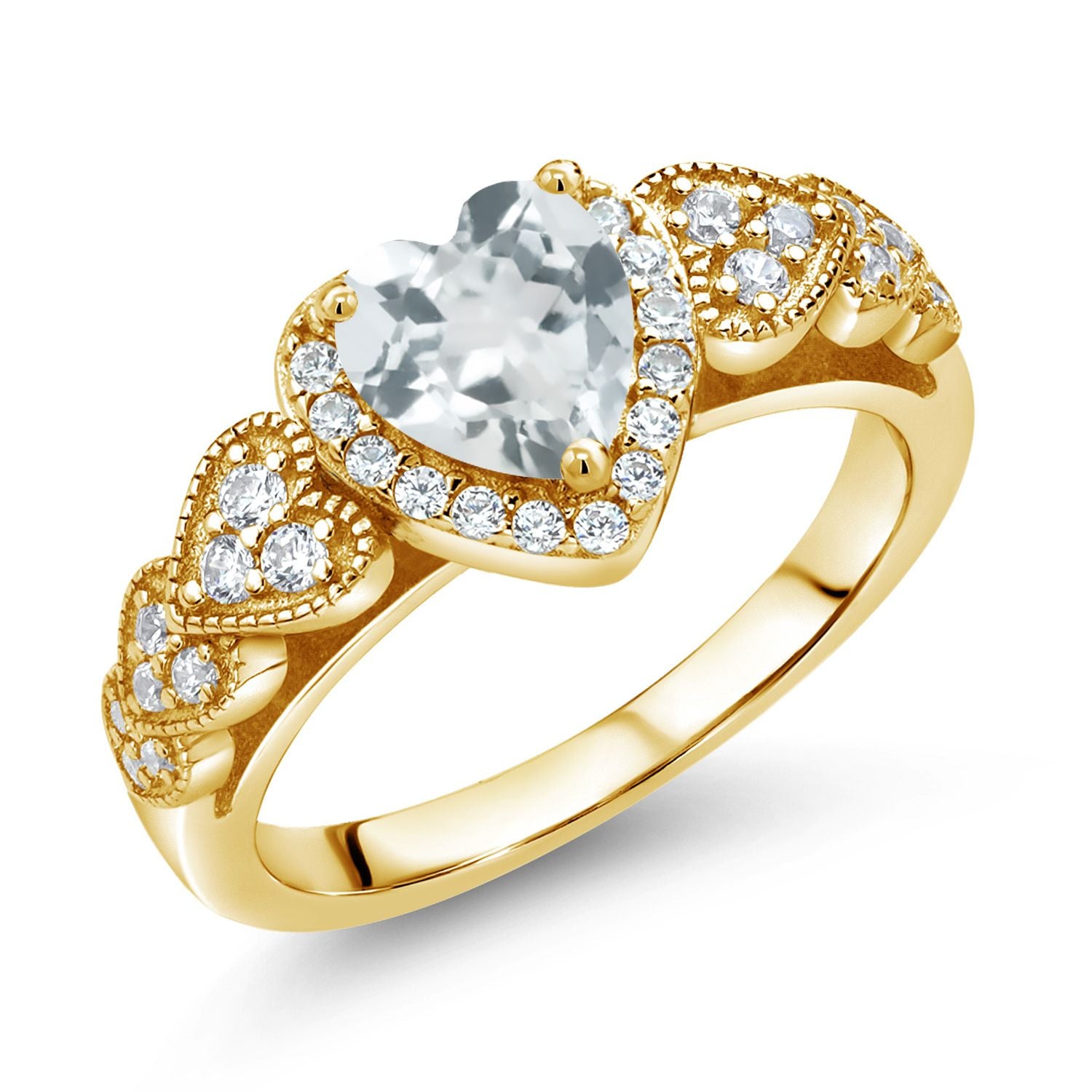 Aquamarine - March_8_Ring in 925 Yellow Gold Plated Silver