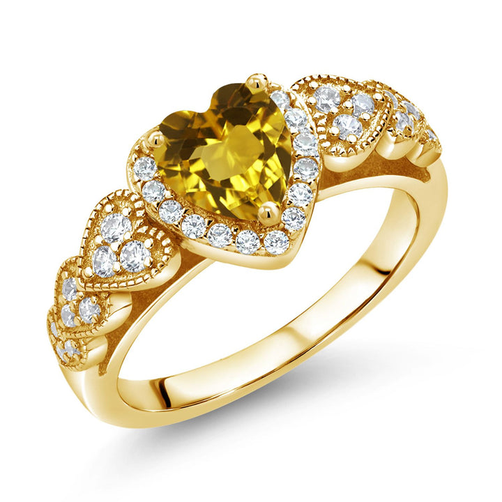 Citrine_5_Ring in 925 Yellow Gold Plated Silver
