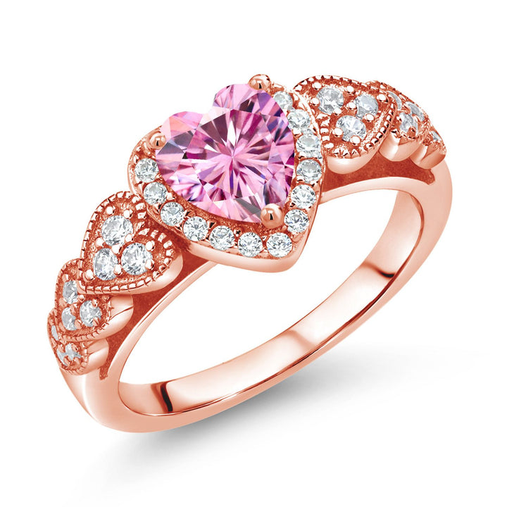 Pink Moissanite - April_5_Ring in 925 Rose Gold Plated Silver