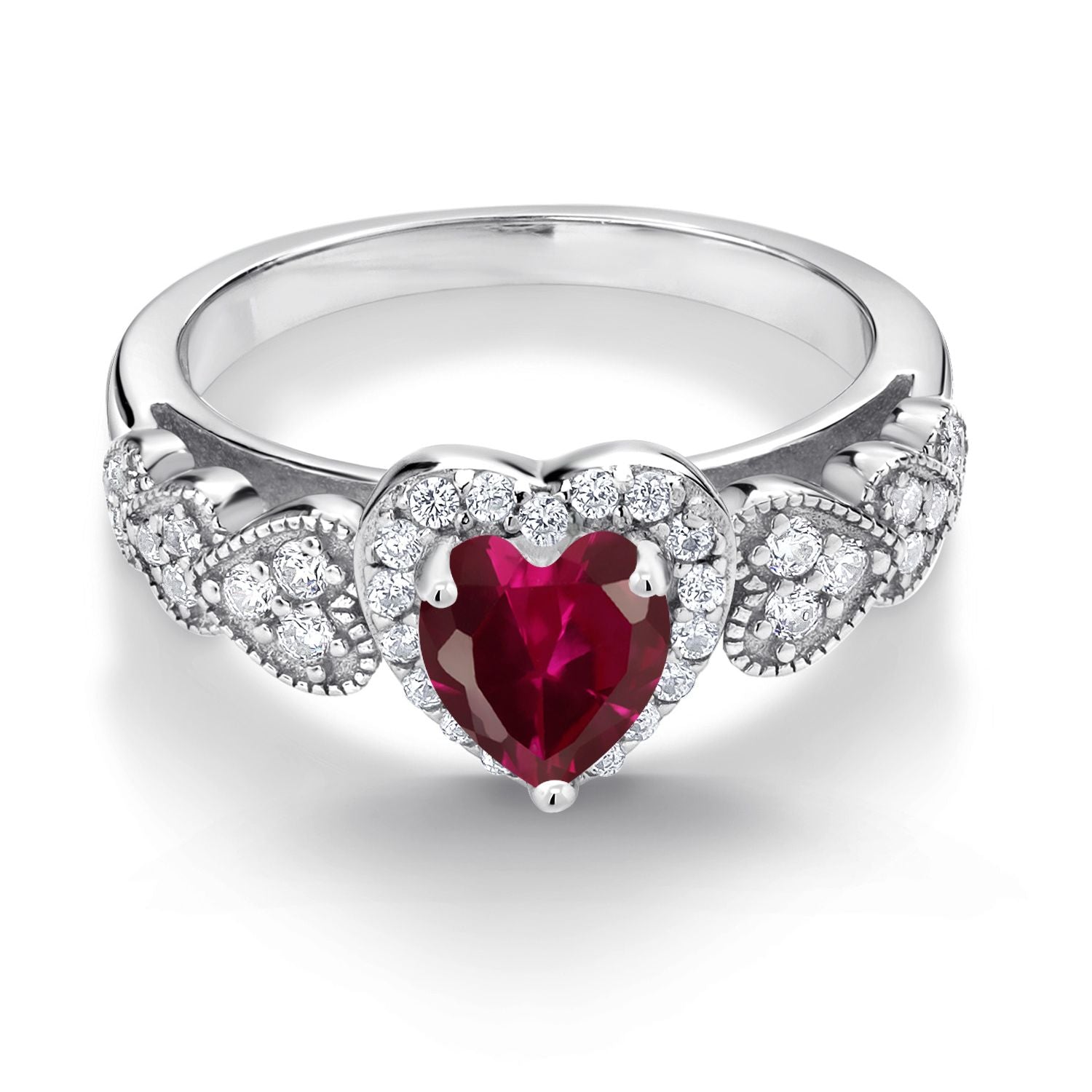 Created Ruby and Moissanite_8_Ring in 925 Sterling Silver