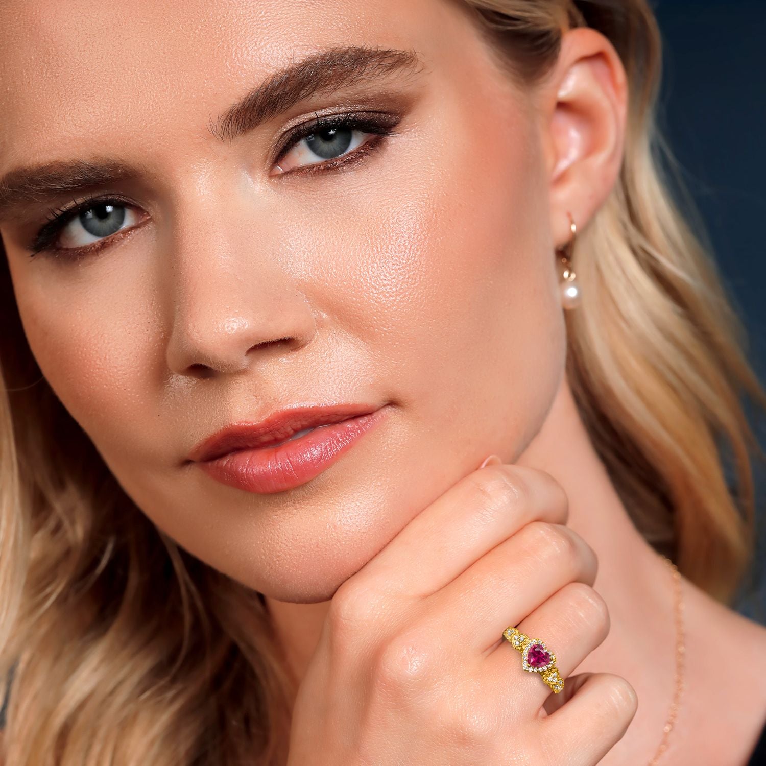 Created Ruby and Moissanite_8_Ring in 925 Yellow Gold Plated Silver