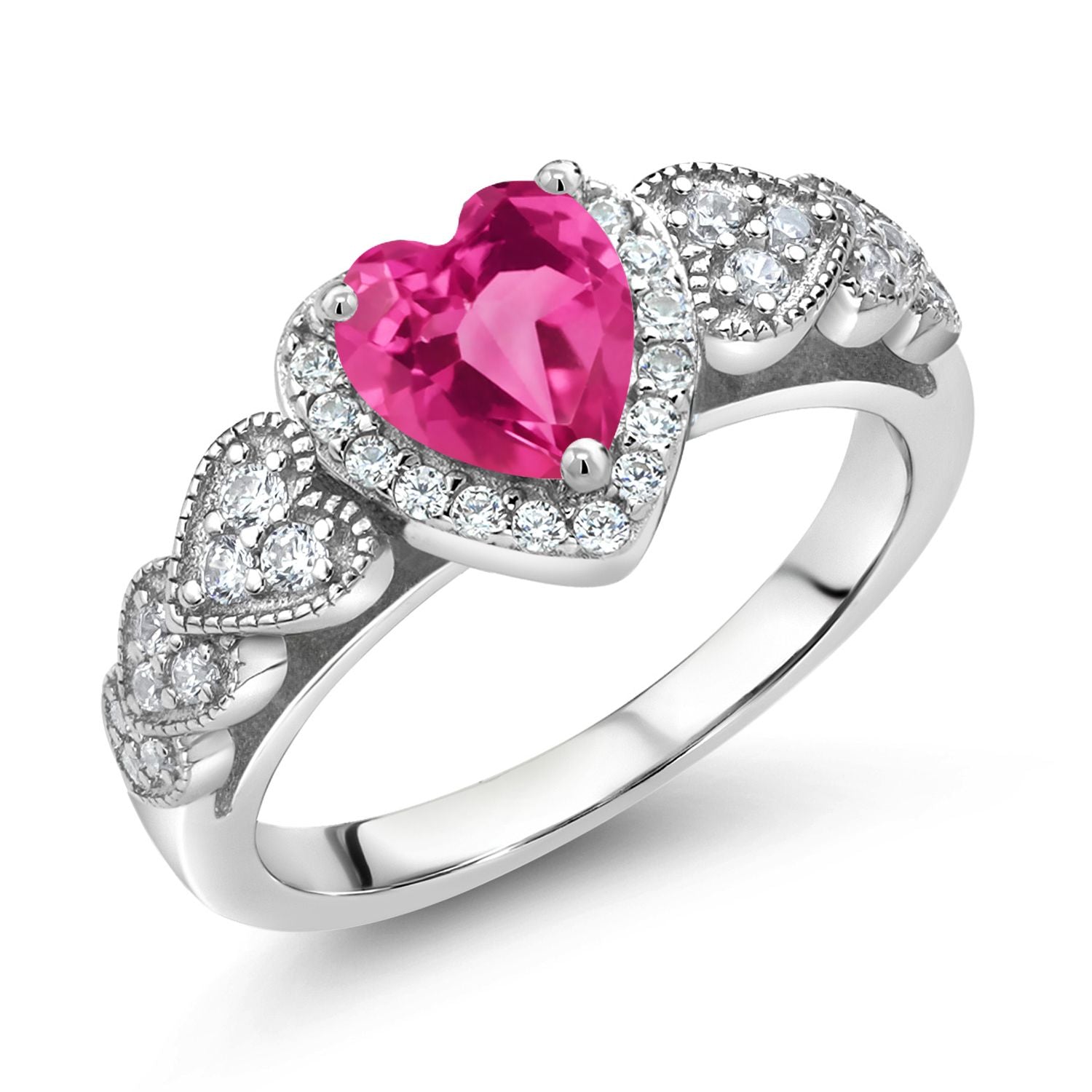 Pink Created Sapphire - September_8_Ring in 925 Sterling Silver