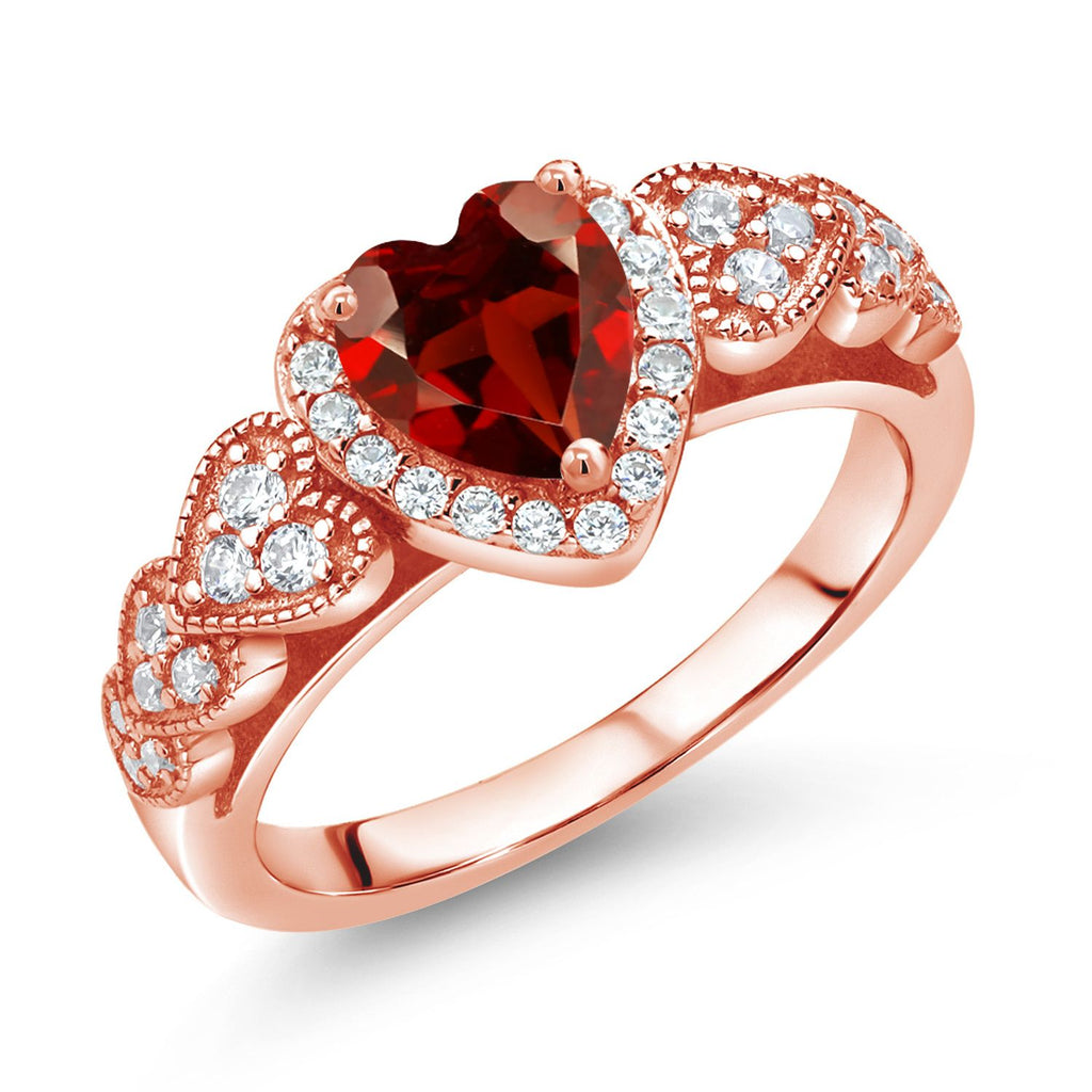 Garnet - January_9_Ring in 925 Rose Gold Plated Silver