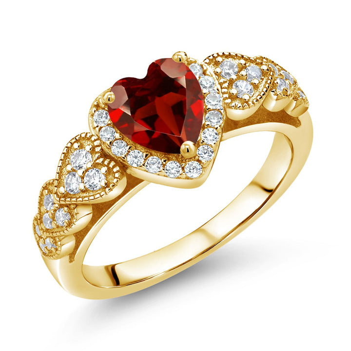 Garnet_5_Ring in 925 Yellow Gold Plated Silver