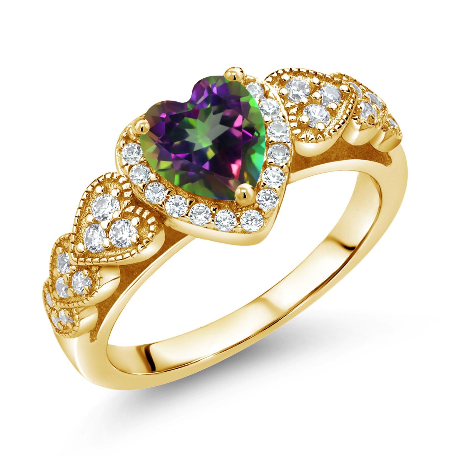 Green Mystic Topaz_9_Ring in 925 Yellow Gold Plated Silver