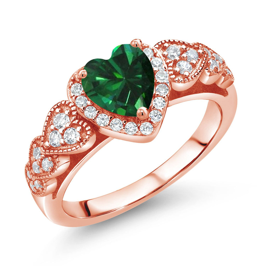 Nano Emerald - May_6_Ring in 925 Rose Gold Plated Silver