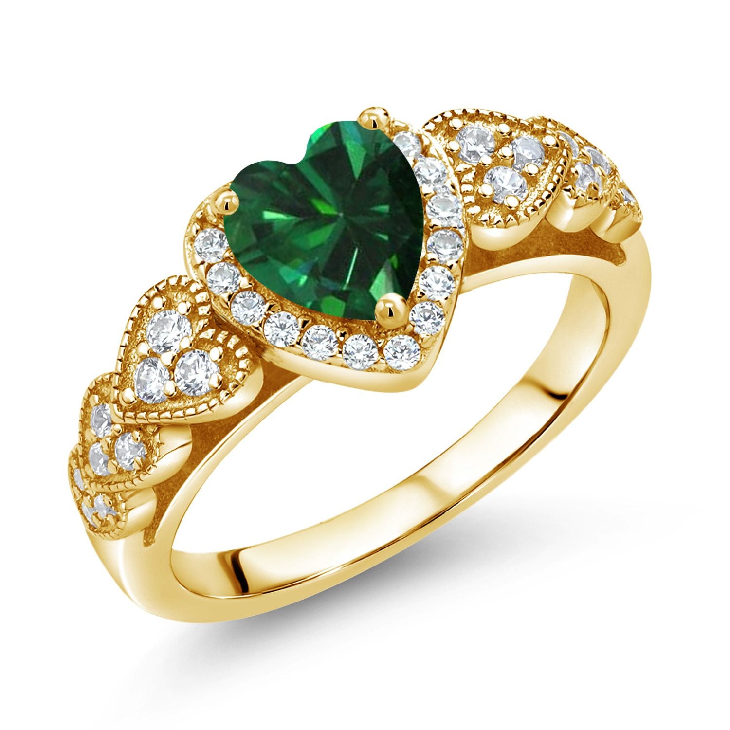 Nano Emerald - May_6_Ring in 925 Yellow Gold Plated Silver