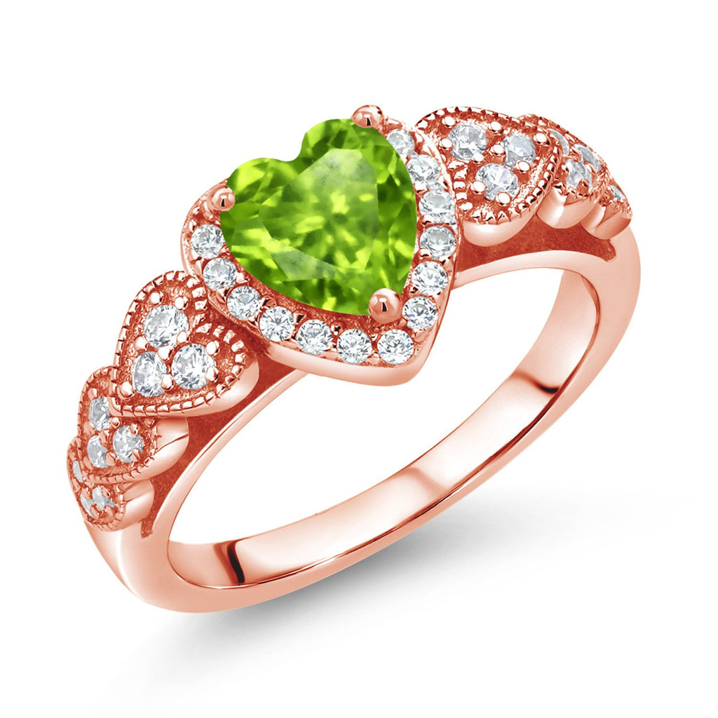 Peridot - August_8_Ring in 925 Rose Gold Plated Silver