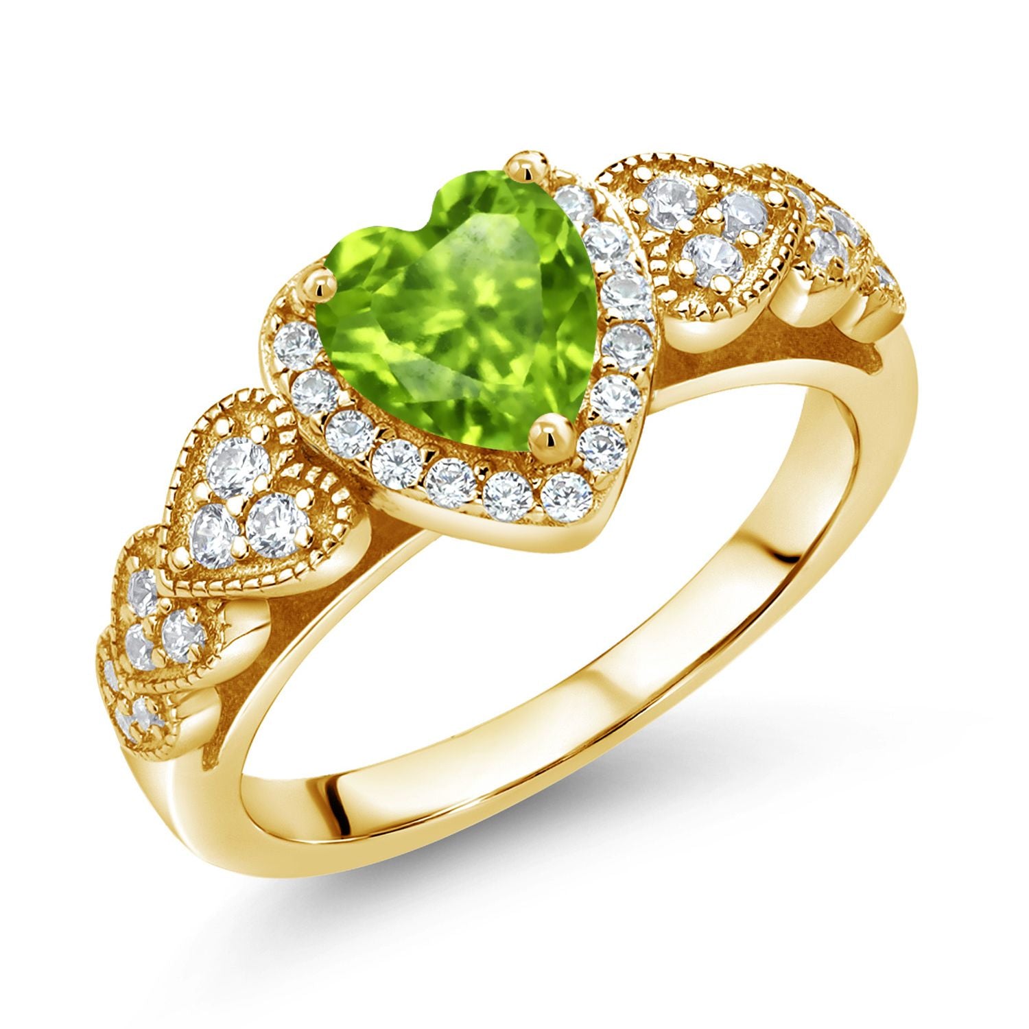 Peridot - August_6_Ring in 925 Yellow Gold Plated Silver