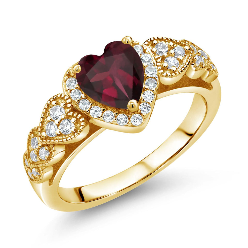 Rhodolite Garnet_9_Ring in 925 Yellow Gold Plated Silver
