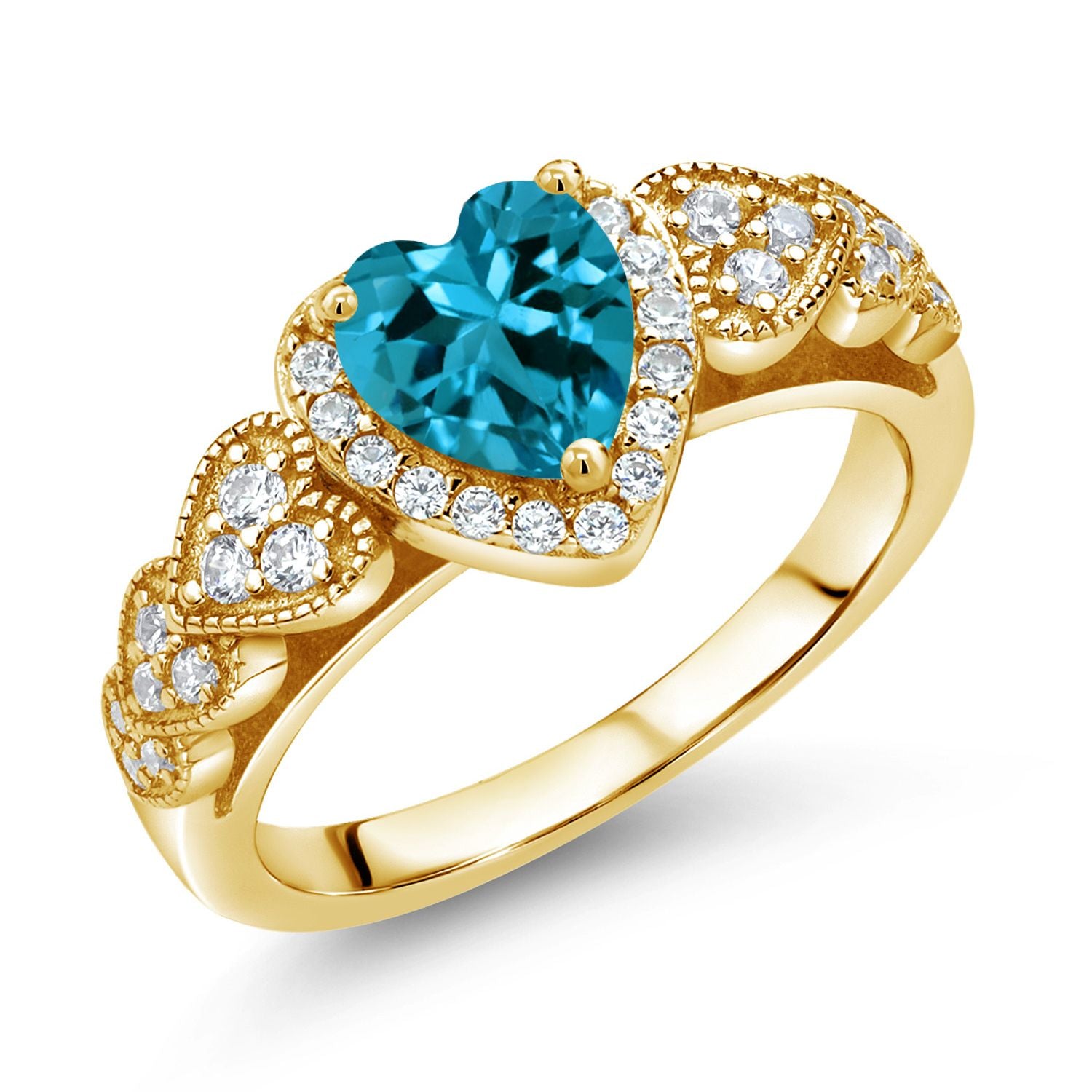 London Blue Topaz - November_8_Ring in 925 Yellow Gold Plated Silver