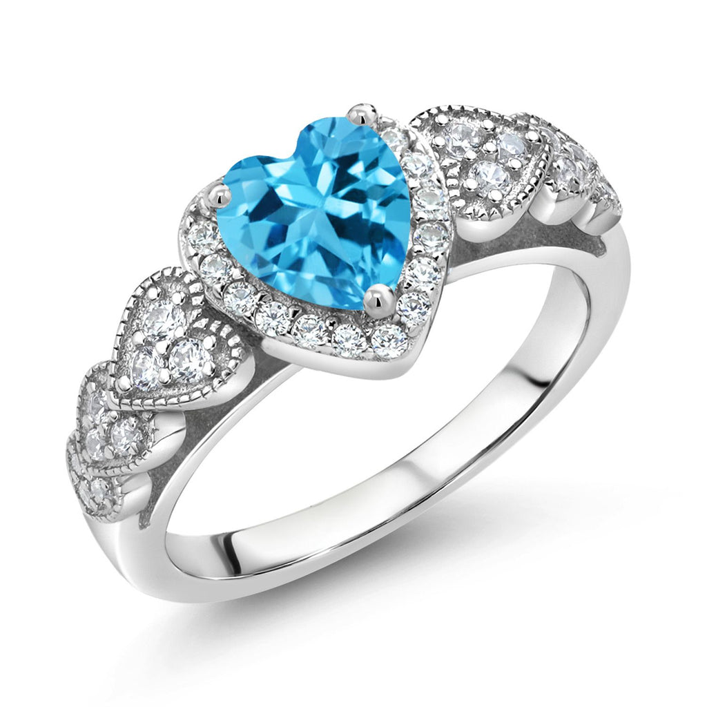 Swiss Blue Topaz - November_9_Ring in 925 Sterling Silver