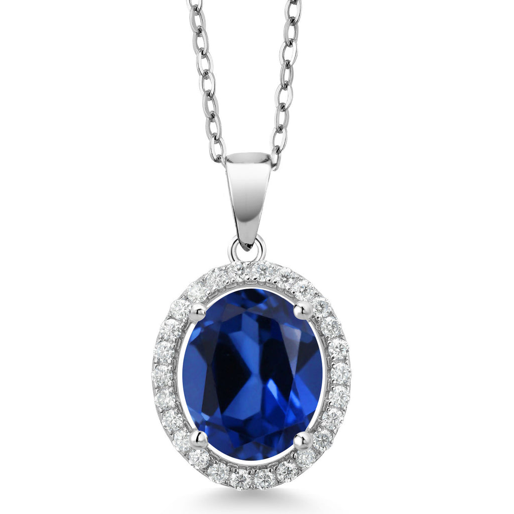Created Sapphire - September_Pendant in 925 Sterling Silver