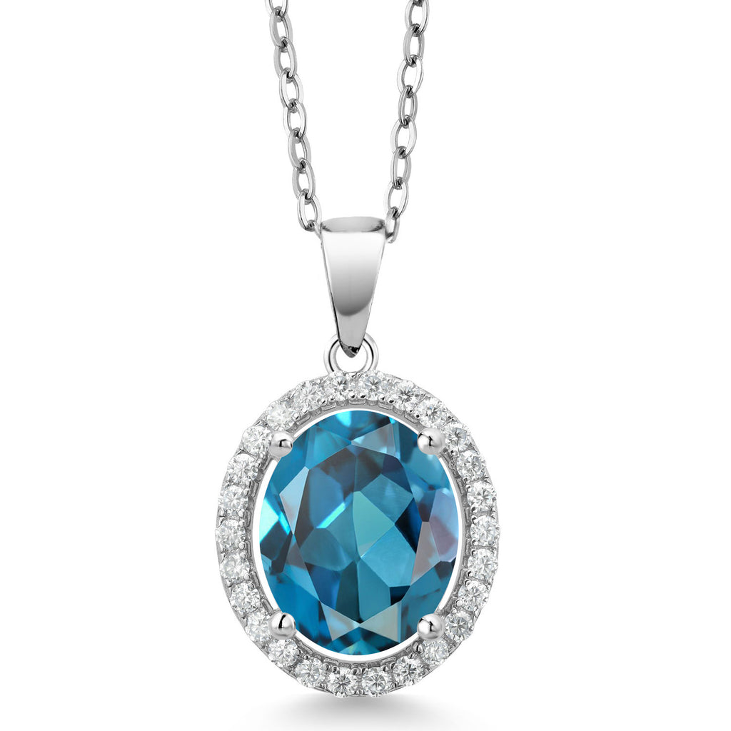London Blue Topaz - November_Pendant in 925 Sterling Silver