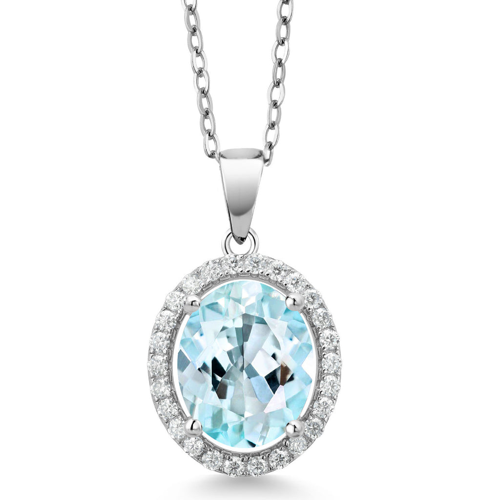 Sky Blue Topaz - November_Pendant in 925 Sterling Silver