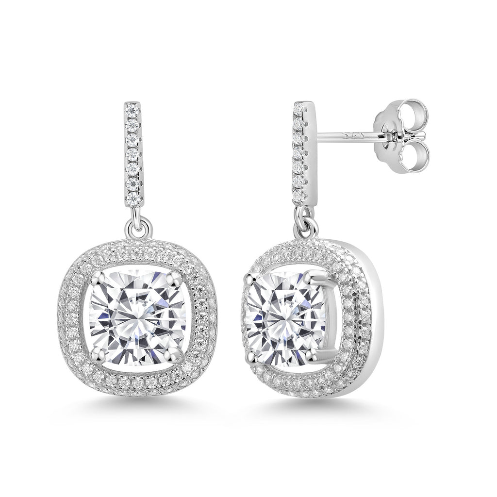 White Moissanite - April_Earrings in 925 Sterling Silver
