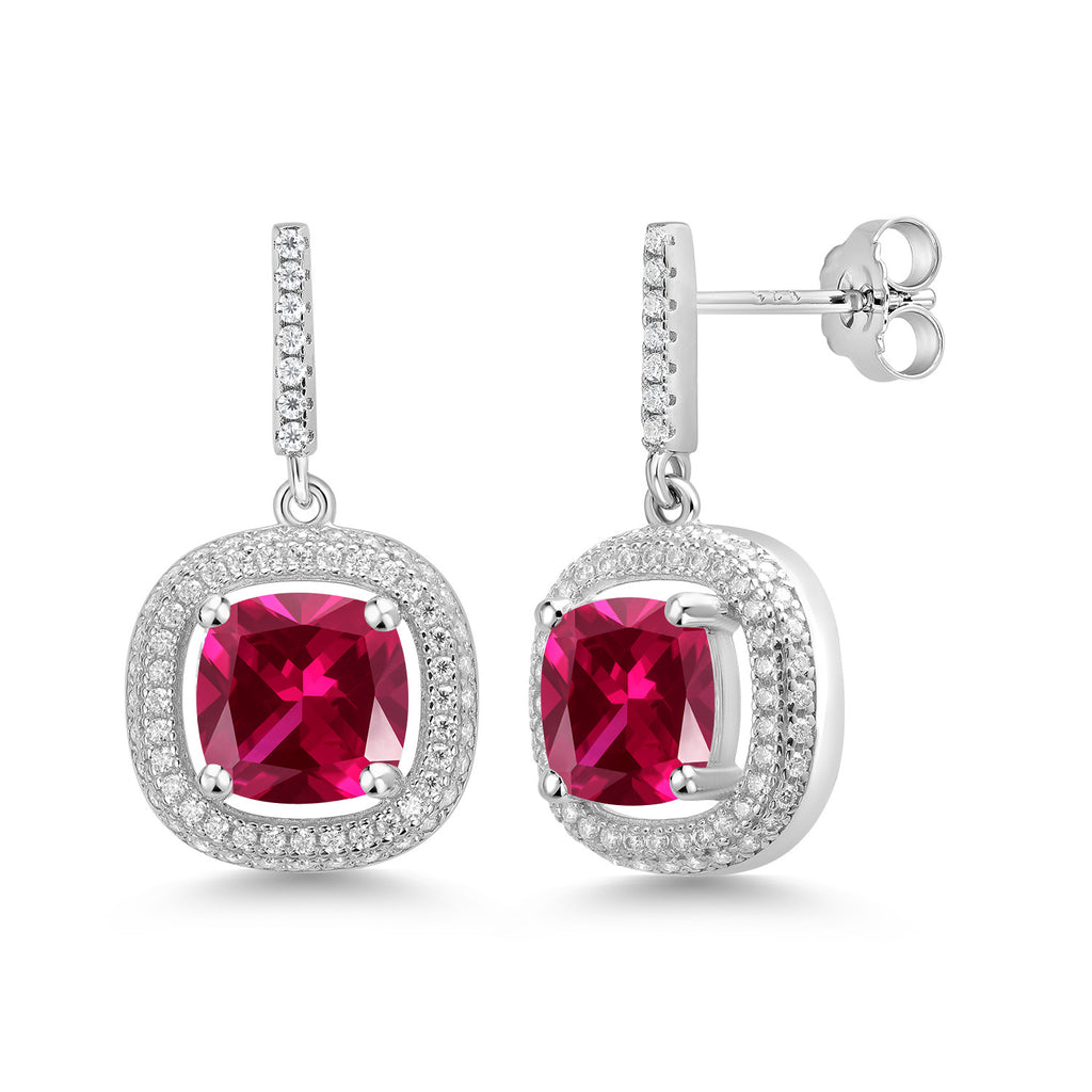Created Ruby - July_Earrings in 925 Sterling Silver
