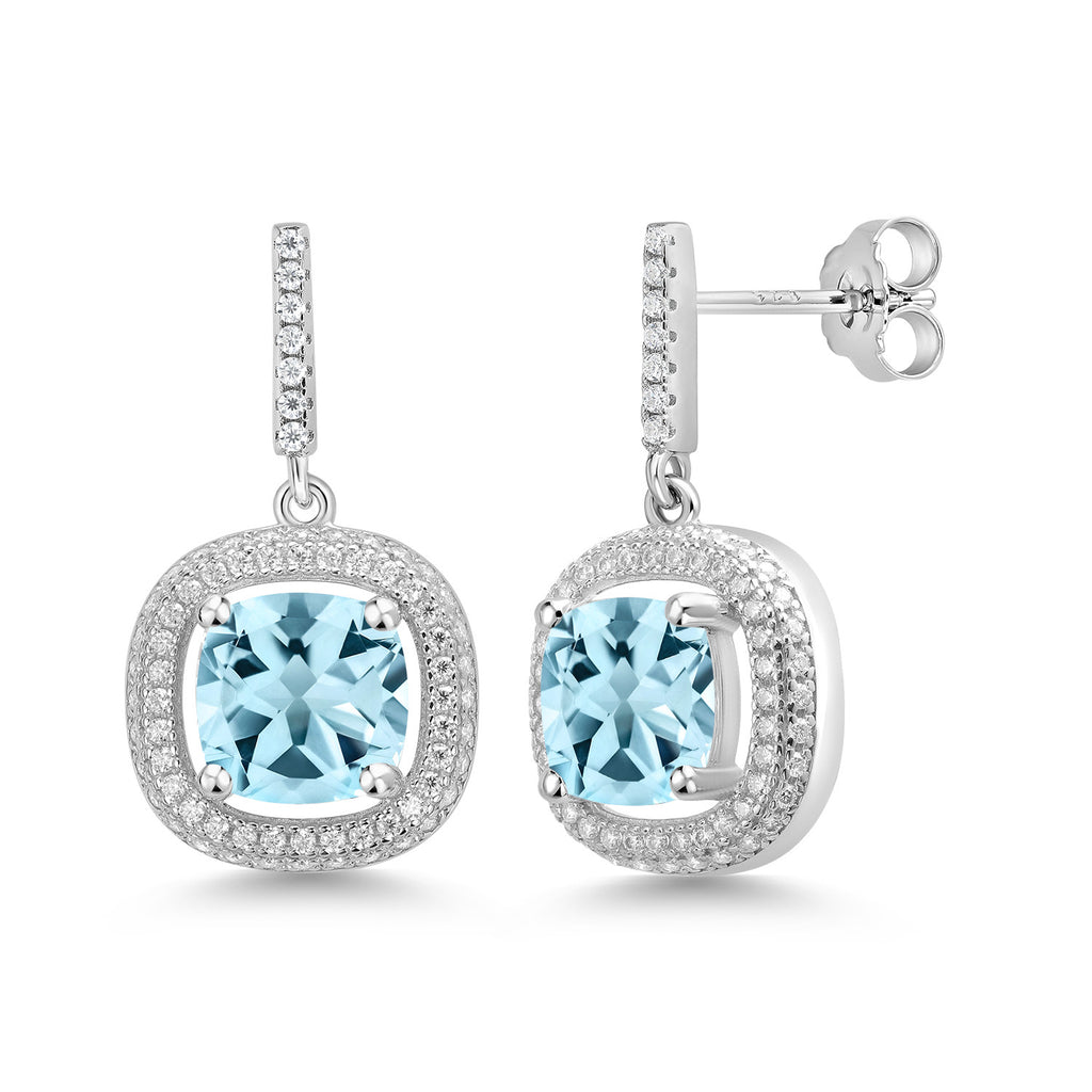 Sky Blue Topaz - November_Earrings in 925 Sterling Silver