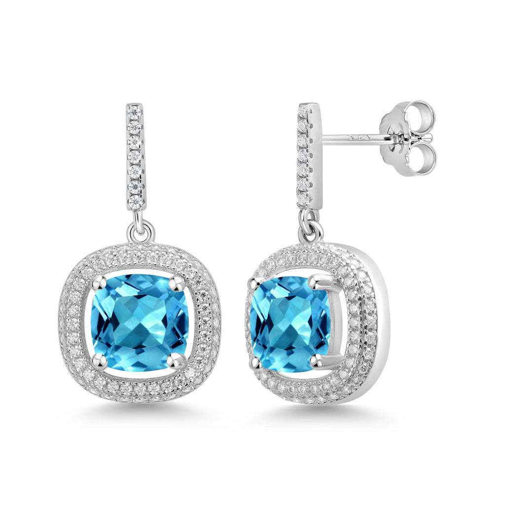 Swiss Blue Topaz - November_Earrings in 925 Sterling Silver