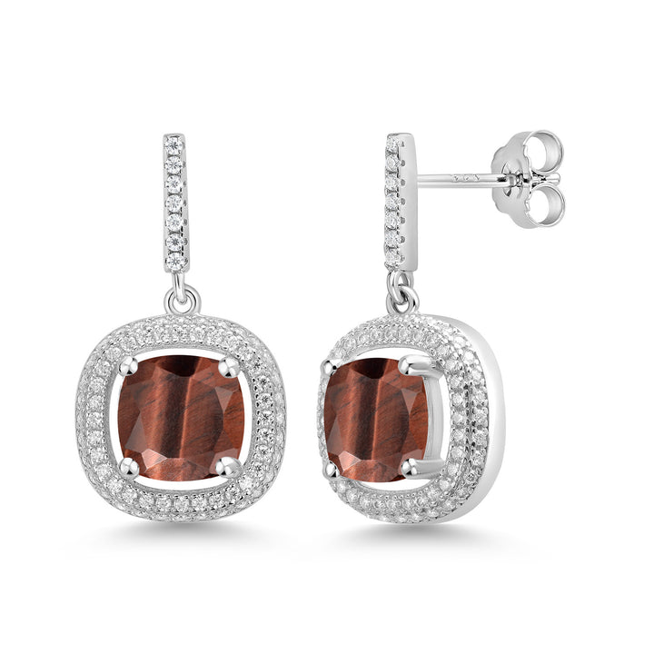 Red Tiger Eye_Earrings in 925 Sterling Silver