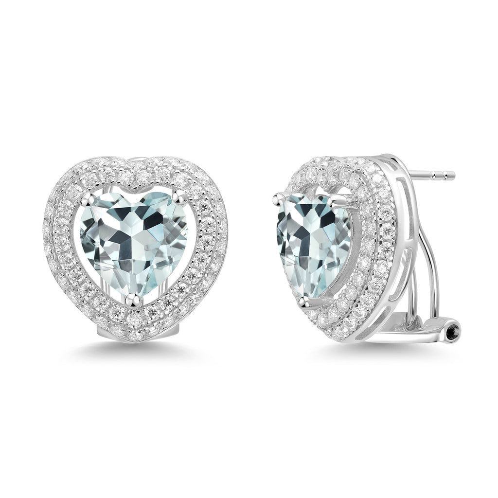Simulated Aquamarine - March_Earrings in 925 Sterling Silver