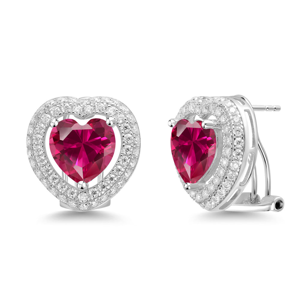 Created Ruby - July_Earrings in 925 Sterling Silver