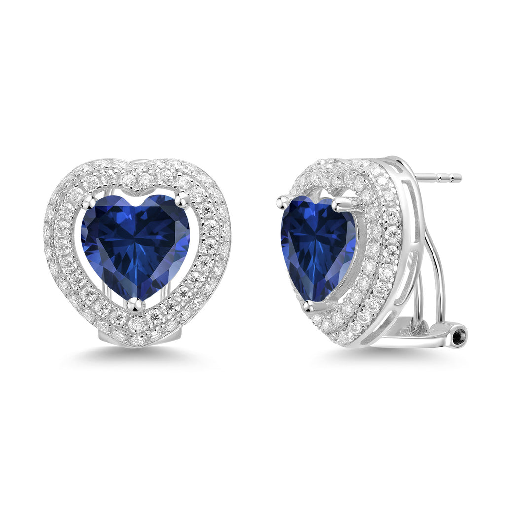 Created Sapphire - September_Earrings in 925 Sterling Silver