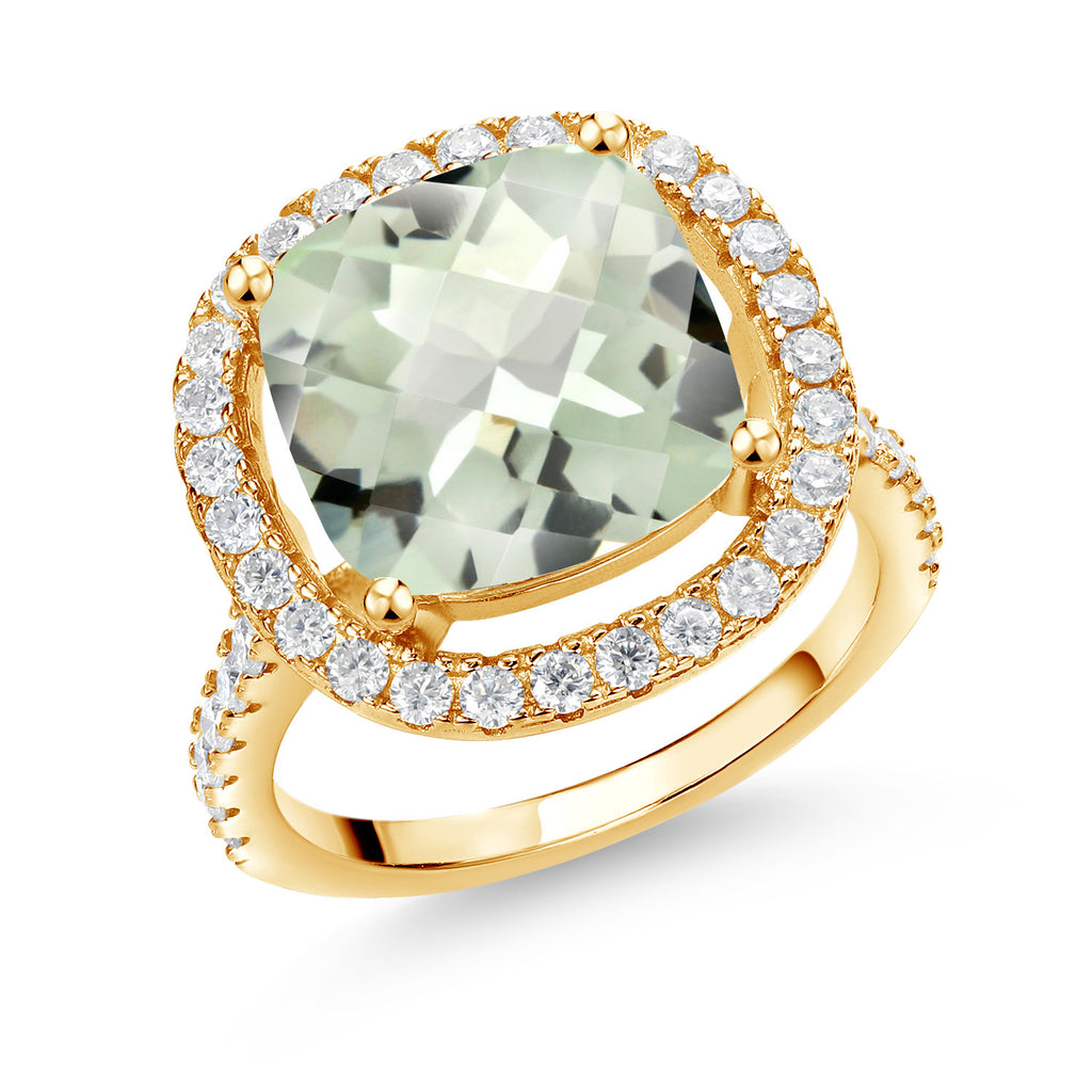 Prasiolite_9_Ring in 925 Yellow Gold Plated Silver